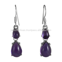 Amethyst Natural Gemstone With 925 Sterling Silver Prong Set Tear Drop Earring Designer Jewelry